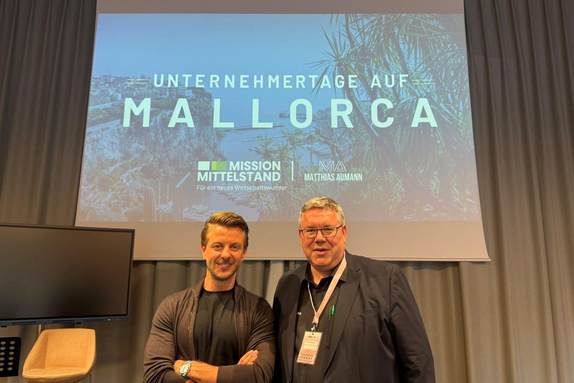 Mike Olaf Sartissohn und Matthias Aumann bei den Unternehmertage auf Mallorca April 2026