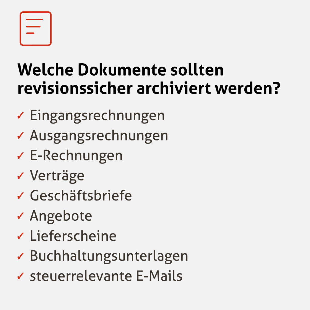 Wichtige Funktionen eines Dokumentenmanagementsystems wie zentrale Dokumentenablage, revisionssichere Archivierung, Volltextsuche, Workflow-Automatisierung und ERP-Integration.