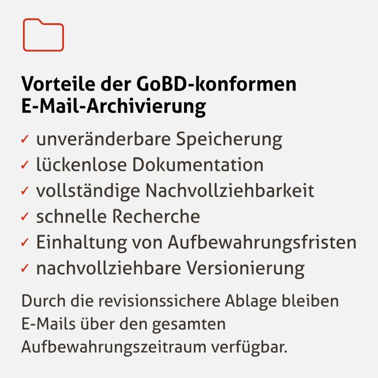 Vorteile einer GoBD-konformen und revisionssicheren E-Mail-Archivierung mit docuvita